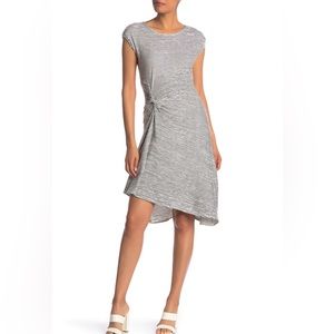 Max Studio Cap Sleeve Asymmetrical Knit Gathered Dress